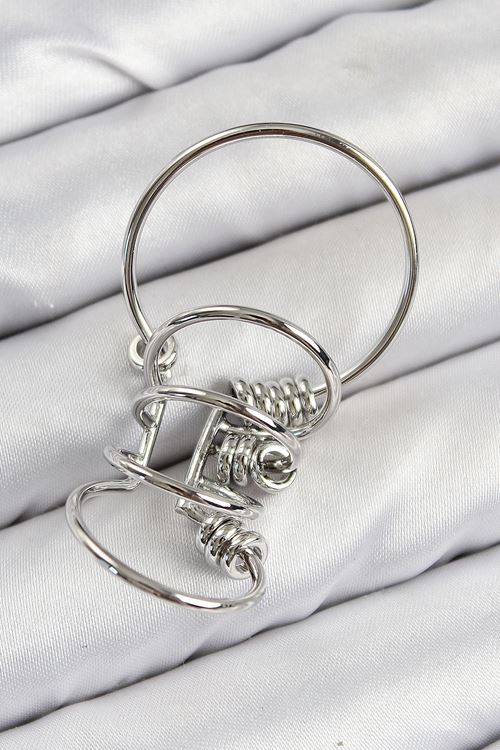 YRTCL Pirinç Halkalı Model Gümüş Renk Kıkırdak Küpe