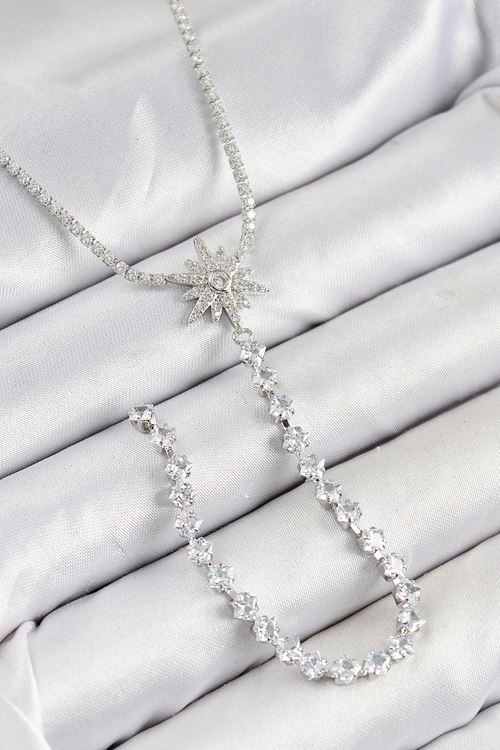 YRTCL Pirinç Zirkon Taşlı Kutup Yıldızı Model Gold Renk Y Kolye