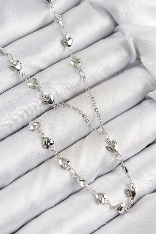 YRTCL Pirinç Zirkon Taşlı Kalp Model Gümüş Renk Y Kolye