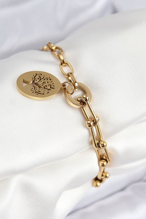 YRTCL 316L Çelik Tifany Ağaç Model Gold Renk Kadın Bileklik