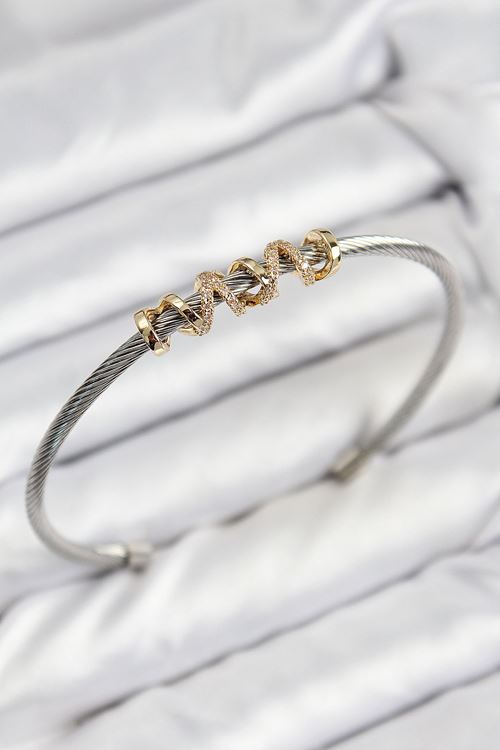 YRTCL 316L Çelik Zirkon Taşlı Model Gold Ve Gümüş Renk Kadın Bileklik