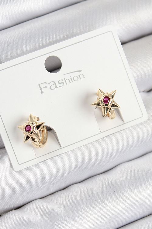 YRTCL Pirinç Zirkon Taşlı Yıldız Model Gold Renk Çocuk Küpe