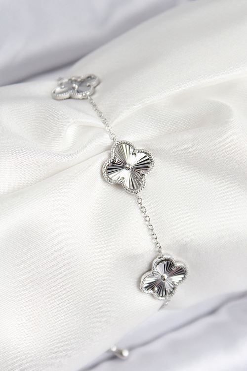 YRTCL VIP Pirinç Yonca Model Gümüş Renk Kadın Bileklik