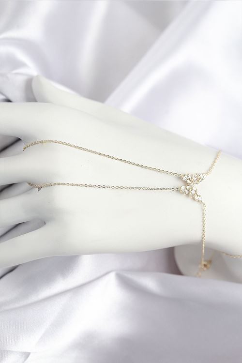 YRTCL Pirinç Zirkon Taşlı Kelebek Model Gold Renk Şahmeran