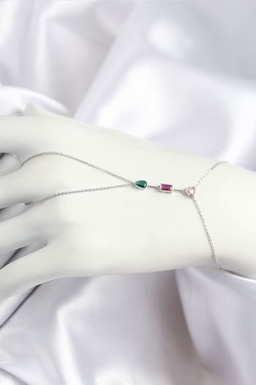 YRTCL Pirinç Renkli Zirkon Taşlı Model Gümüş Renk Şahmeran