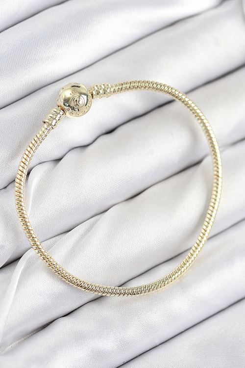 YRTCL Pirinç Charm Topcuk Model Gold Renk Kadın Bileklik
