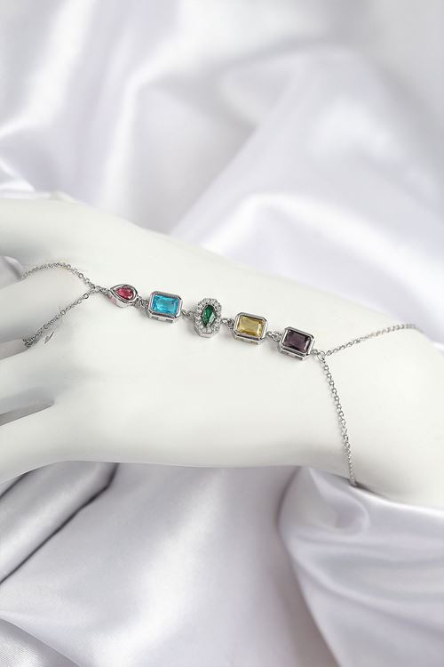 YRTCL Pirinç Renkli Zirkon Taşlı Model Gümüş Renk Şahmeran