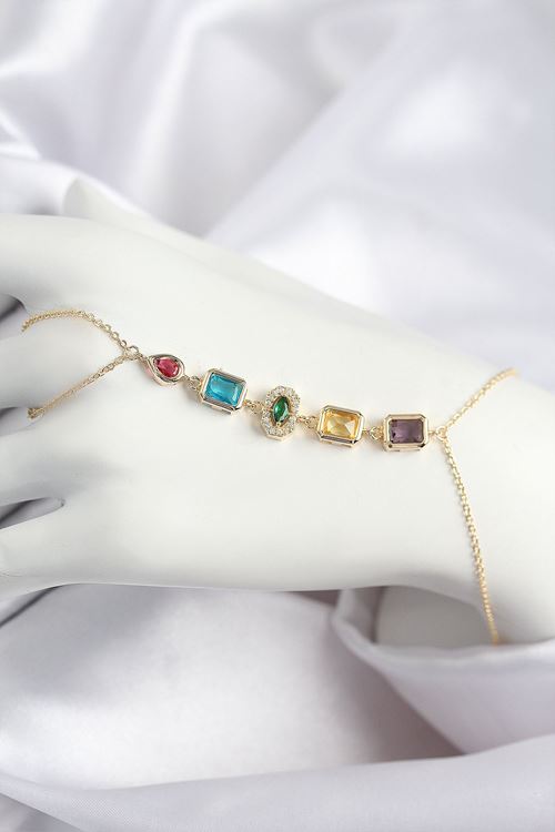 YRTCL Pirinç Renkli Zirkon Taşlı Model Gold Renk Şahmeran