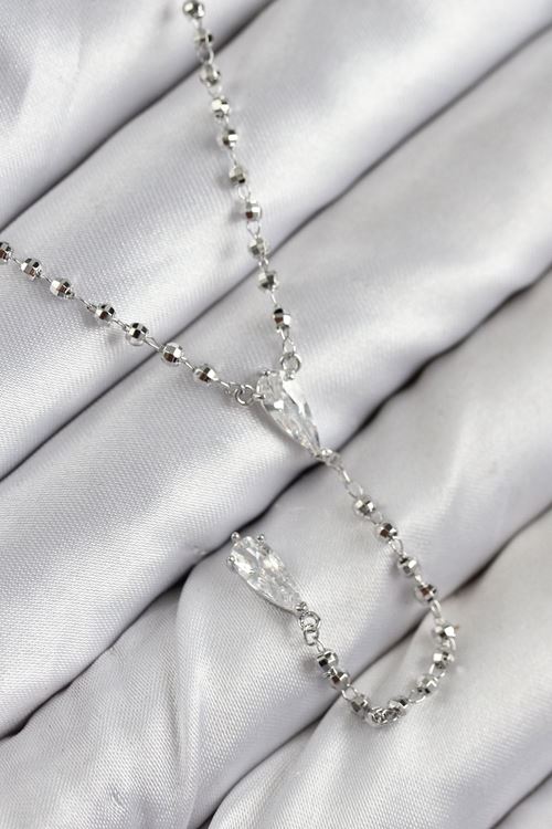 YRTCL Pirinç Zirkon Taşlı Gümüş Renk Kadın Y Kolye