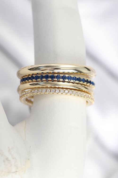 YRTCL Pirinç Zirkon Taşlı Mix Renk 3'Lü Kadın Yüzük