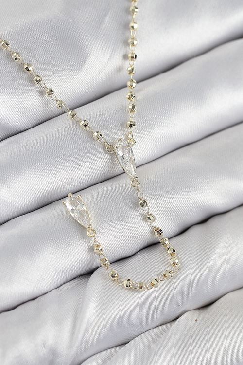 YRTCL Pirinç Zirkon Taşlı Gold Renk Kadın Y Kolye