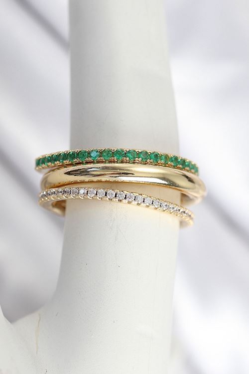 YRTCL Pirinç Gold Renk Zirkon Taşlı 4'Lü Kadın Yüzük