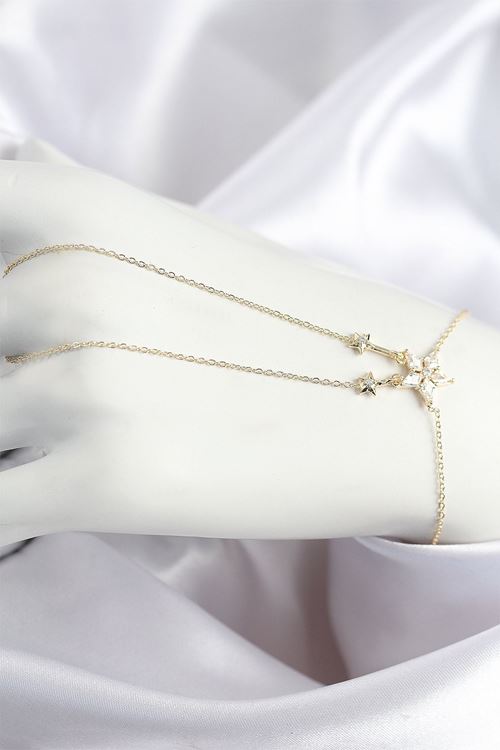 YRTCL Pirinç Zirkon Taşlı Yıldız Model Gold Renk Şahmeran