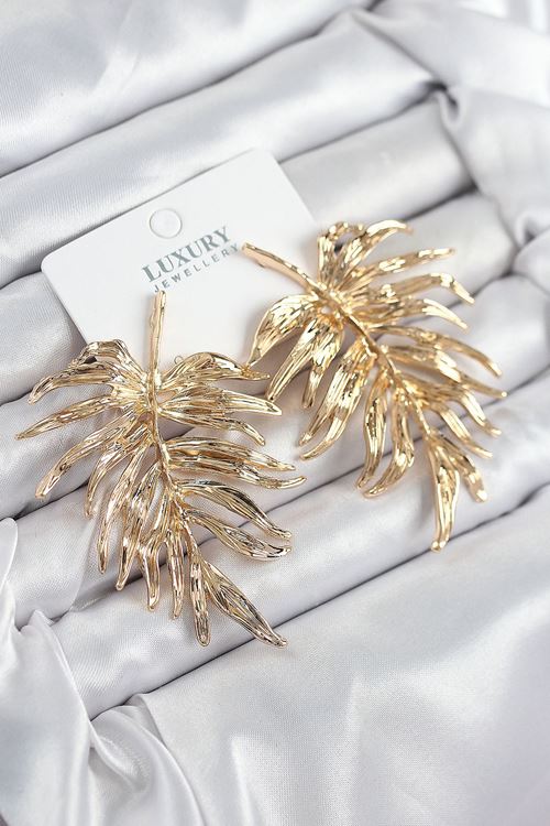 YRTCL Pirinç Yaprak Model Gold Renk Kadın Küpe