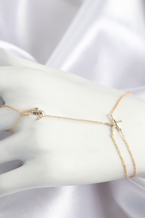 YRTCL Pirinç Zirkon Taşlı Deniz Atı Ve Yıldız Model Gold Renk Şahmeran