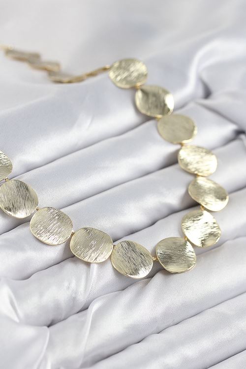 YRTCL Pirinç Sıralı Para Model Gold Renk Kadın Kolye