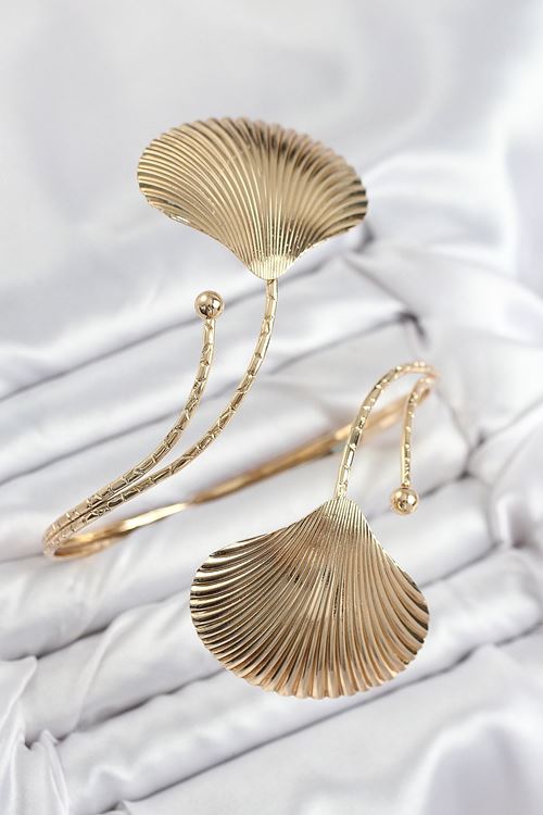 YRTCL Pirinç İstiridye Model Gold Renk Kadın Pazu Bileklik