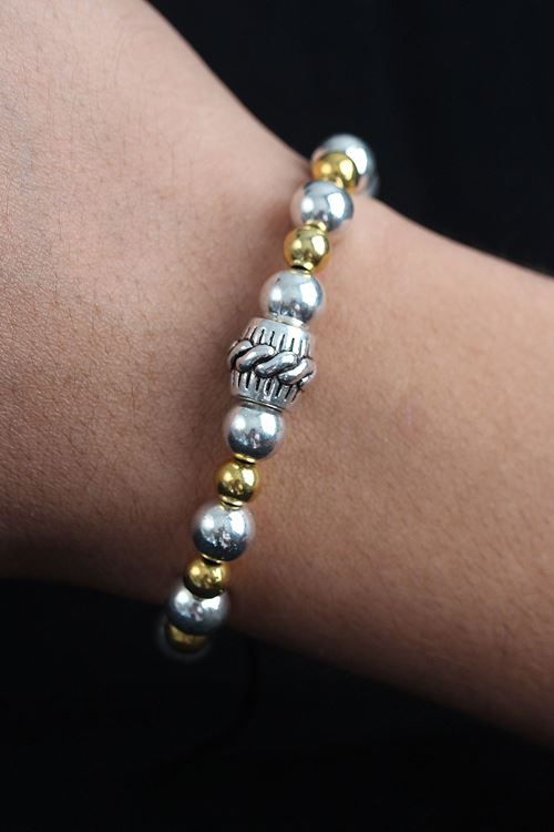 YRTCL Doğal Taş Sarmal Model Gold Ve Gümüş Renk Asansörlü Erkek Bileklik