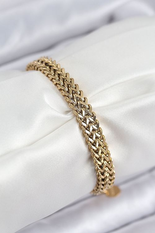 YRTCL 316L Çelik Örme Zincir Model Gold Renk Kadın Bileklik