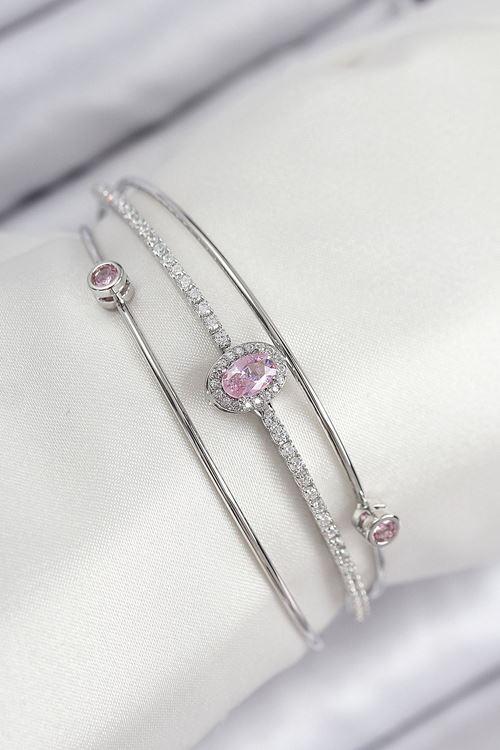 YRTCL Pirinç Zirkon Taşlı Baget Model Gümüş Renk Kadın Bileklik