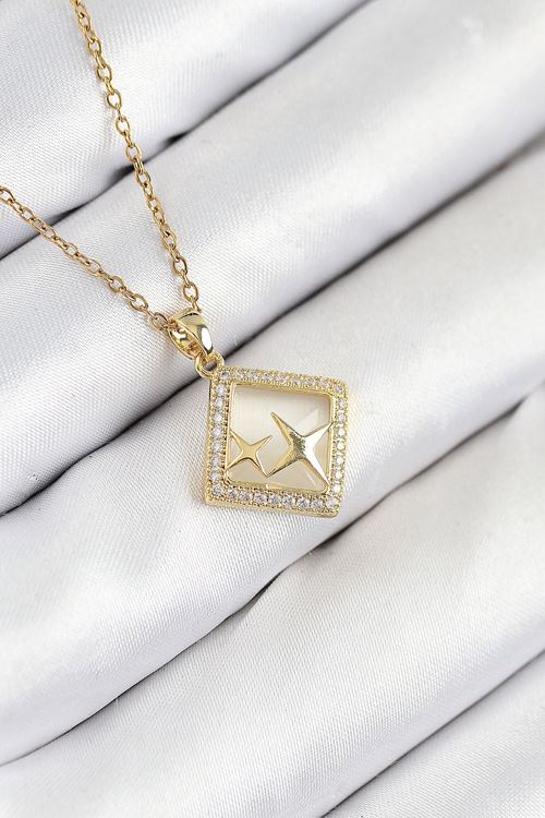 YRTCL 316L Çelik Zirkon Taşlı Yıldız Model Gold Renk Kadın Kolye