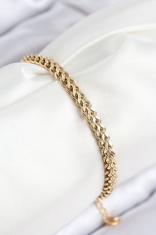 YRTCL 316L Çelik Örgü Zincir Model Gold Renk Kadın Bileklik