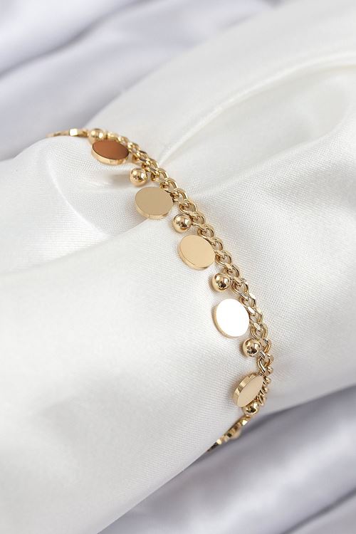 YRTCL 316L Çelik Sıralı Pul Model Gold Renk Kadın Bileklik