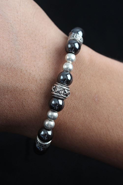 YRTCL Doğal Taş X Model Antrasit Renk Asansörlü Erkek Bileklik