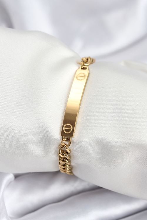 YRTCL 316L Çelik Gold Renk Yazı Yazmaya Uygun Kadın Bileklik