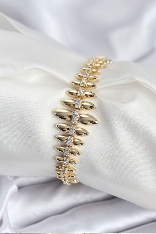 YRTCL Pirinç VIP Seri Gold Renk Sıralı Damla Model Kadın Bileklik