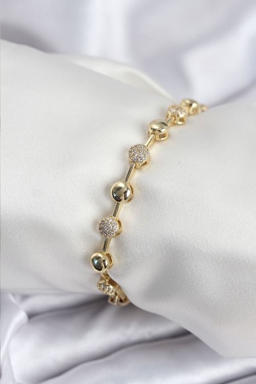 YRTCL Pirinç VIP Seri Gold Renk Topçuk Model Kadın Bileklik