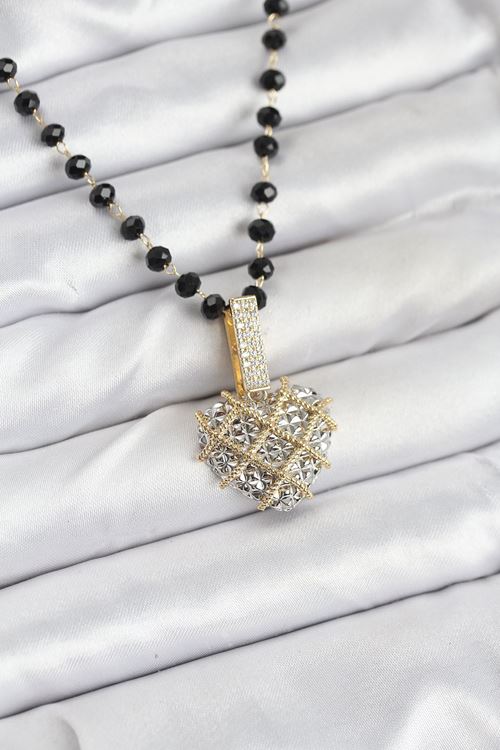 YRTCL 316L Çelik Zincir Kristal Boncuklu Kalpli Kadın Kolye