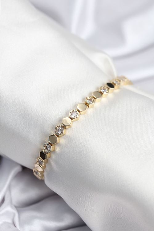 YRTCL Pirinç VIP Seri Gold Renk Petek Model Kadın Bileklik