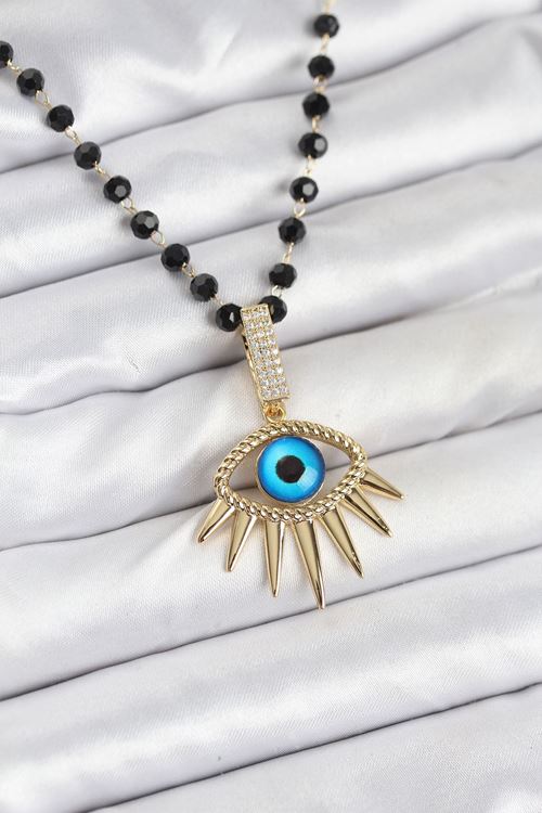 YRTCL 316L Çelik Zincir Kristal Boncuklu Göz Model Kadın Kolye