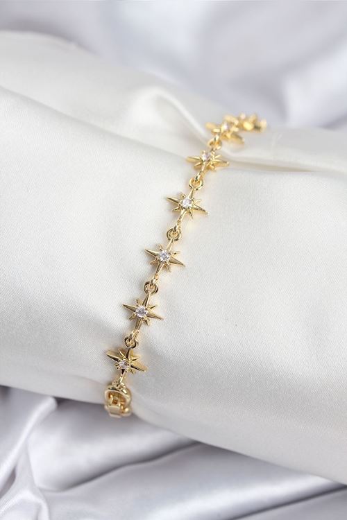 YRTCL Pirinç VIP Seri Gold Renk Sıralı Kutup Yıldızı Kadın Bileklik