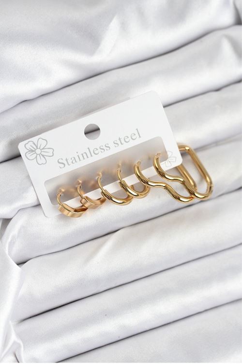 YRTCL 316L Çelik Gold Renk Kadın Küpe Seti