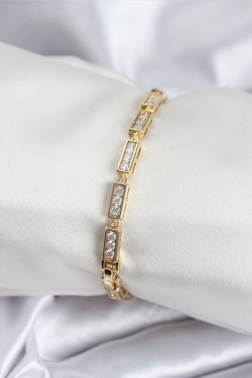 YRTCL Pirinç VIP Seri Gold Renk Parçalı Model Kadın Bileklik