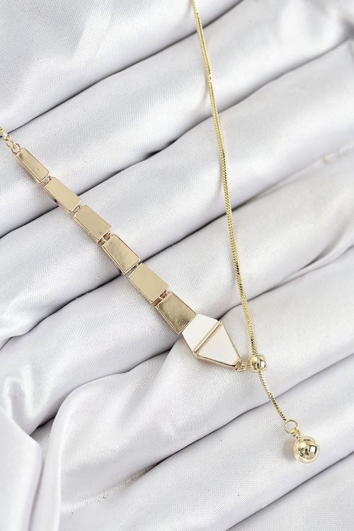 YRTCL Pirinç Yılan Model Gold Renk Asansörlü Kadın Kolye