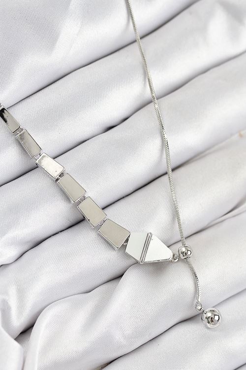 YRTCL Pirinç Yılan Model Gümüş Renk Asansörlü Kadın Kolye