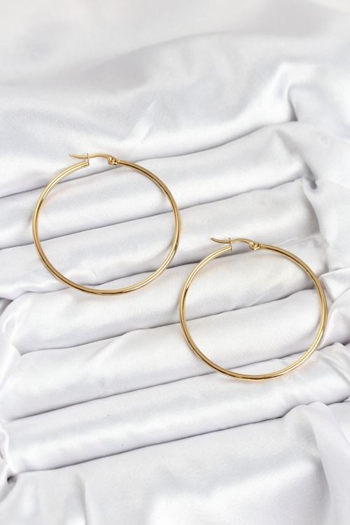 YRTCL 316L Çelik Gold Renk 45 mm Halka Kadın Küpe