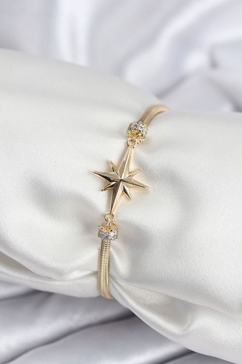 YRTCL Pirinç VIP Seri Gold Renk Kutup Yıldızı Model Kadın Bileklik