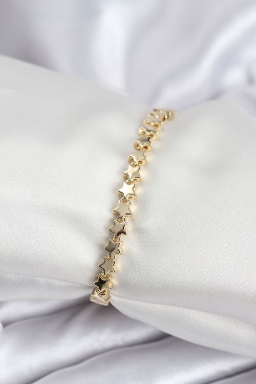 YRTCL Pirinç VIP Seri Gold Renk Sıralı Yıldız Model Kadın Bileklik