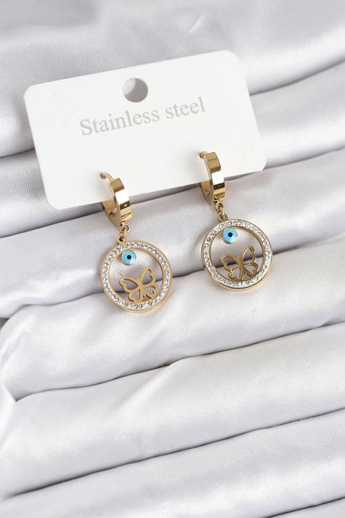 YRTCL 316L Çelik Halka Kelebek Kadın Küpe