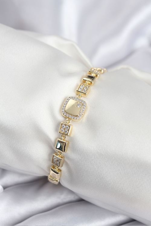 YRTCL Pirinç VIP Seri Gold Renk Zirkon Taşlı Model Kadın Bileklik