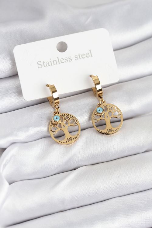 YRTCL 316L Çelik Yaşam Ağacı Model Kadın Küpe