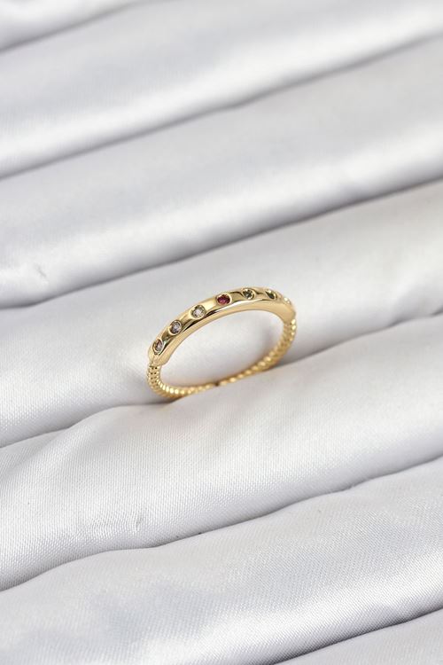 YRTCL Pirinç Gold Renk Renkli Zirkon Taşlı Kadın Yüzük