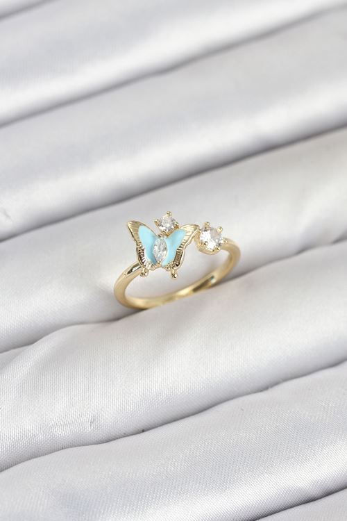 YRTCL Pirinç Gold Renk Kelebek Model Kadın Yüzük