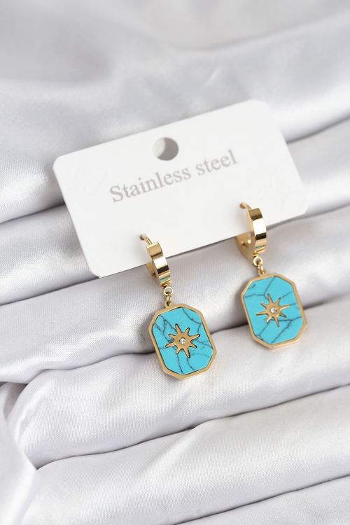 YRTCL 316L Çelik Gold Renk Kutup Yıldızı Model Kadın Küpe