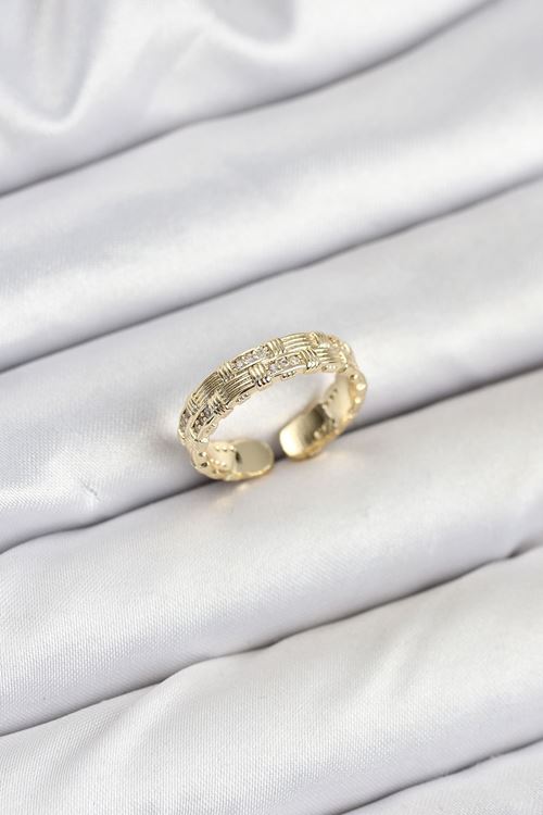 YRTCL Pirinç Gold Renk Zirkon Taşlı Sırım Kadın Yüzük