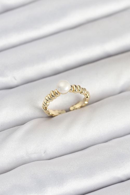 YRTCL Pirinç Gold Renk Göbek İnci Model Kadın Yüzük